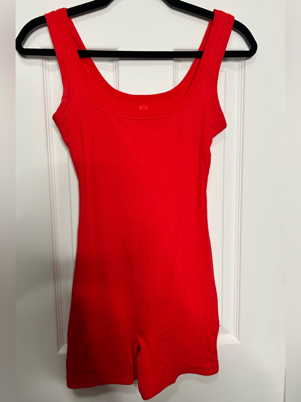 SKIMS Red Ribbed Tank Romper Shorts Bodysuit Size S - Picture 2 of 9